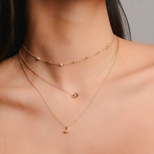 Moon necklace  Little moon necklace  Gold plated necklace  Crescent moon